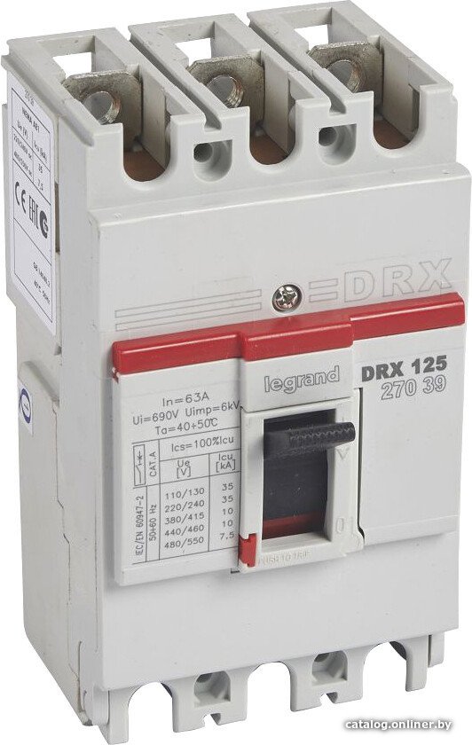 Выключатель автоматический Legrand DRX 12563A 3P 10kA 27039