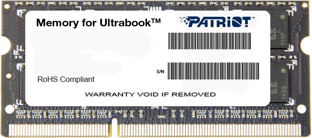 

Оперативная память Patriot Memory for Ultrabook 8GB DDR3 SO-DIMM PC3-12800 (PSD38G1600L2S)