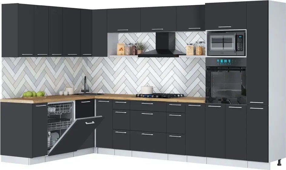 

Готовая кухня Интерлиния Мила Gloss 1.896х3.28 (пепел/пепел/дуб бунратти)