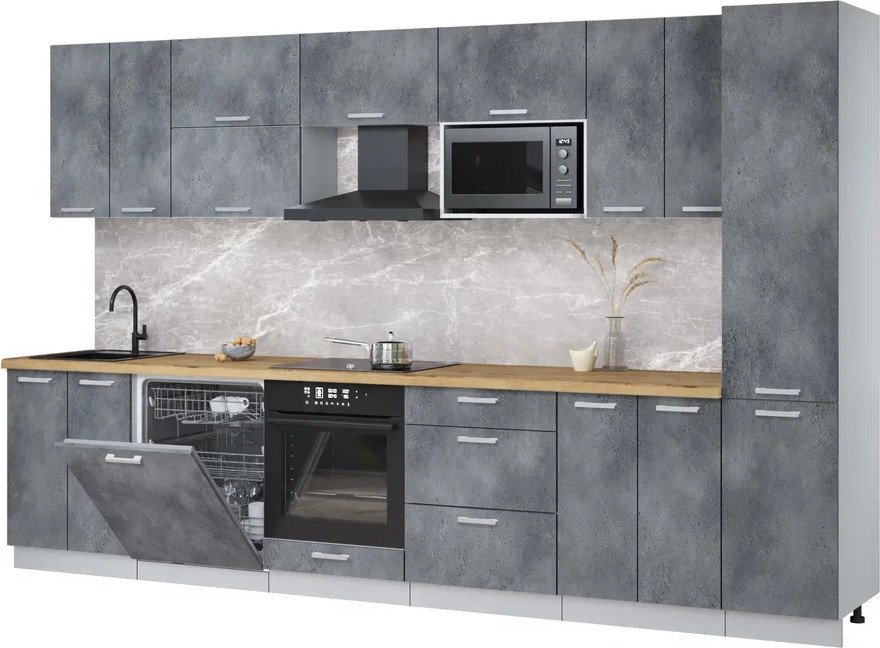 

Готовая кухня Интерлиния Мила Лайт 3.4-ПМ2 (бетон портленд/бетон портленд/дуб бунратти)