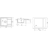 Кухонная мойка Aquasanita Rock SQR 102 + cмеситель Forte 5553 (черный металлик 601)