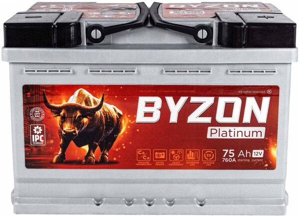 

Автомобильный аккумулятор BYZON Platinum R+ (75 А·ч)