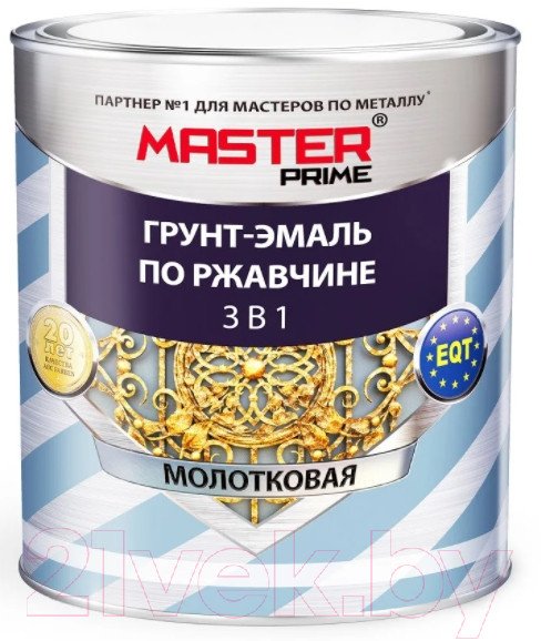 Эмаль Master Prime Молотковая 3 в 1 2 л (вишневый)