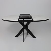 Кухонный стол Мамадома Ronaldo-120 раздвижной 120-160 (patagonoa bianco gloss premium cer/черный)