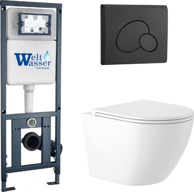 

Унитаз подвесной Saniteco KW-9003W Rimles + WeltWasser Marberg 410 + Marberg 410 RD MT-BL