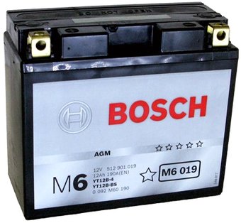 Мотоциклетный аккумулятор Bosch M6 YT12B-4/YT12B-BS 512 901 019 (12 А·ч)