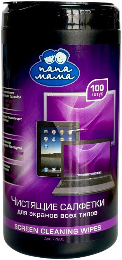 Влажные салфетки Папа Мама Чистящие для экранов всех типов (100 шт)