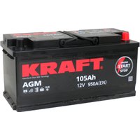 Автомобильный аккумулятор KRAFT AGM 105 R+