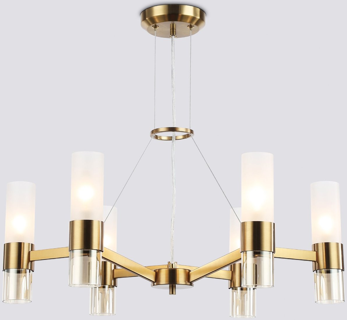 

Подвесная люстра Ambrella LH55114/6 BS/FR/TI (латунь/белый матовый/янтарь)