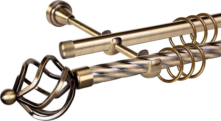 

Карниз для штор АС ФОРОС Grace D19К/19Г + наконечники Булава (3м, антик)