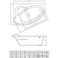 Ванна Bonito Home Rosa 150x100L (с ножками)