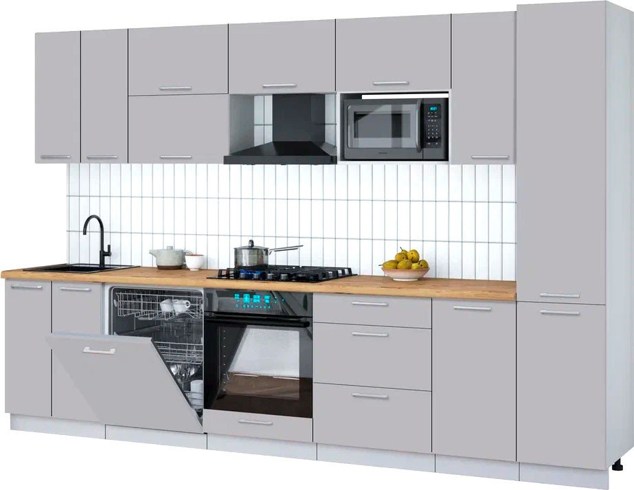 

Готовая кухня Интерлиния Мила Gloss 3.2-ПМ2 (грей/грей/дуб бунратти)