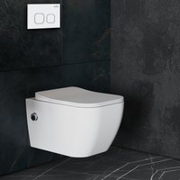 Унитаз подвесной Roxen Cube Bidet в комплекте с инсталляцией StounFix Dual Fresh 6 в 1 542448 (кнопка: белый глянец)