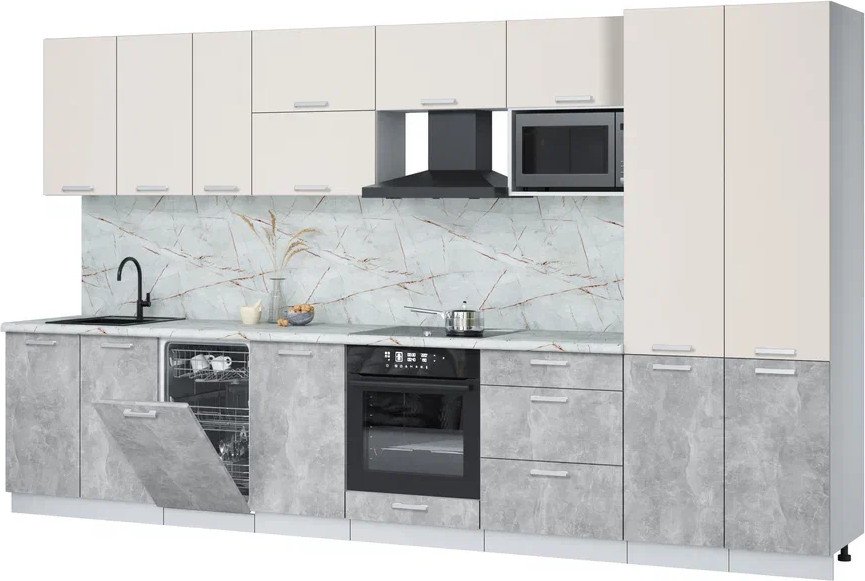 

Готовая кухня Интерлиния Мила Лайт 3.7-ПМ4 (персидский жемчуг/бетон/серый каспий)