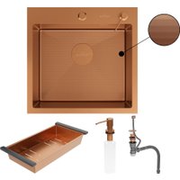 Кухонная мойка Roxen Simple 560220-50BR-GR бронза/текстурная PVD покрытие (с коландером и дозатором)