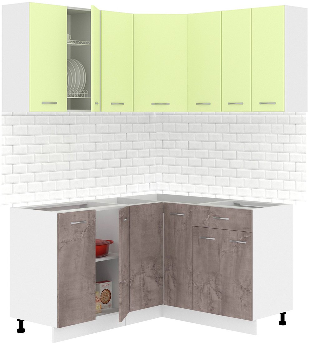 

Готовая кухня Кортекс-мебель Корнелия Лира 1.5x1.4 без столешницы (салатовый/оникс)