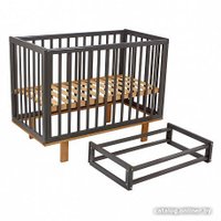 Классическая детская кроватка Polini Kids Simple 340 маятник (графит/дуб каменный)