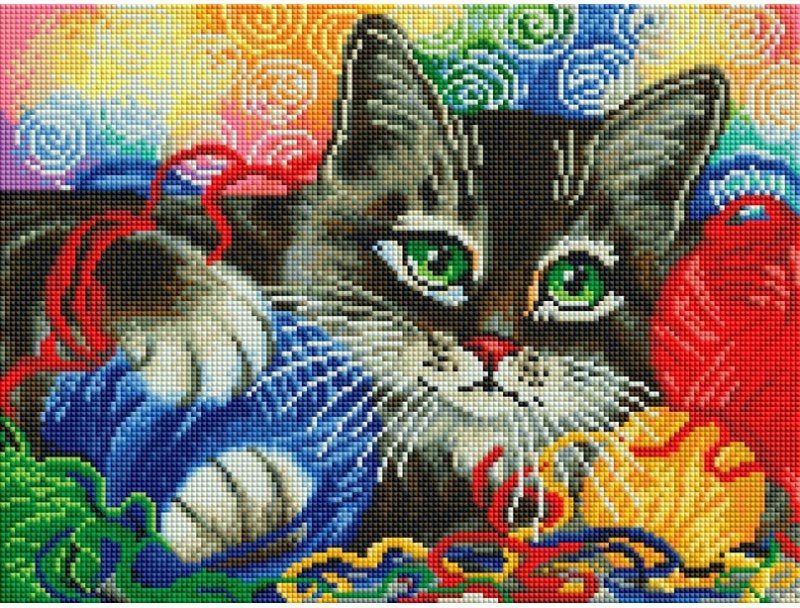

Алмазная мозаика Белоснежка Котик с клубочками 600-ST-S