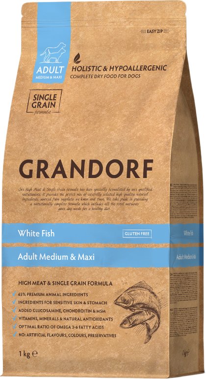 

Сухой корм для собак Grandorf Adult Medium & Maxi White Fish (с белой рыбой) 1 кг