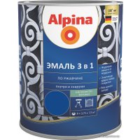 Эмаль Alpina По ржавчине 3 в 1 RAL5005 0.75 л (шелковисто-матовый синий)