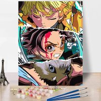 Картина по номерам Red Panda Клинок рассекающий демонов Коллаж p54569