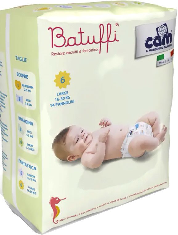 

Подгузники CAM Pannolino Batuffi Large 6 16-30 кг (14 шт)