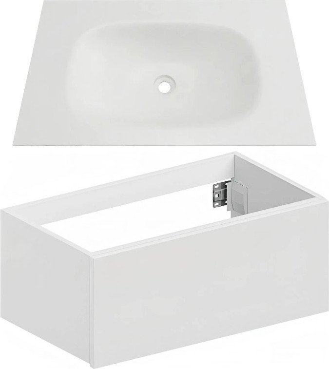 ЗОВ Тумба с умывальником Кито 70 K70LW0MWM + Oliveeka Flow F70W (белый матовый)