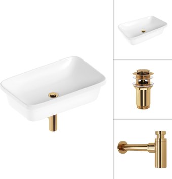 Умывальник Lauter 21370 + клапан 21190G + сифон 21635G (золото)