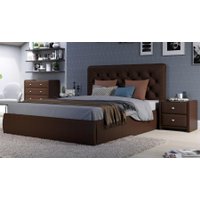 Кровать Sofos Женева тип A с ПМ 160x200 Teos Dark Brown/пуговицы