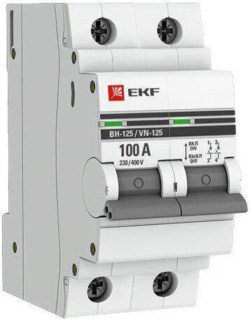 

Выключатель нагрузки EKF PROxima 2P 100А ВН-125 SL125-2-100-pro