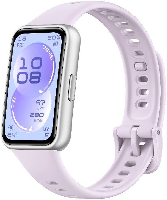 

Фитнес-браслет Huawei Band 11 (серебристый полимерный корпус, с сиреневым силиконовым ремешком, международная версия)