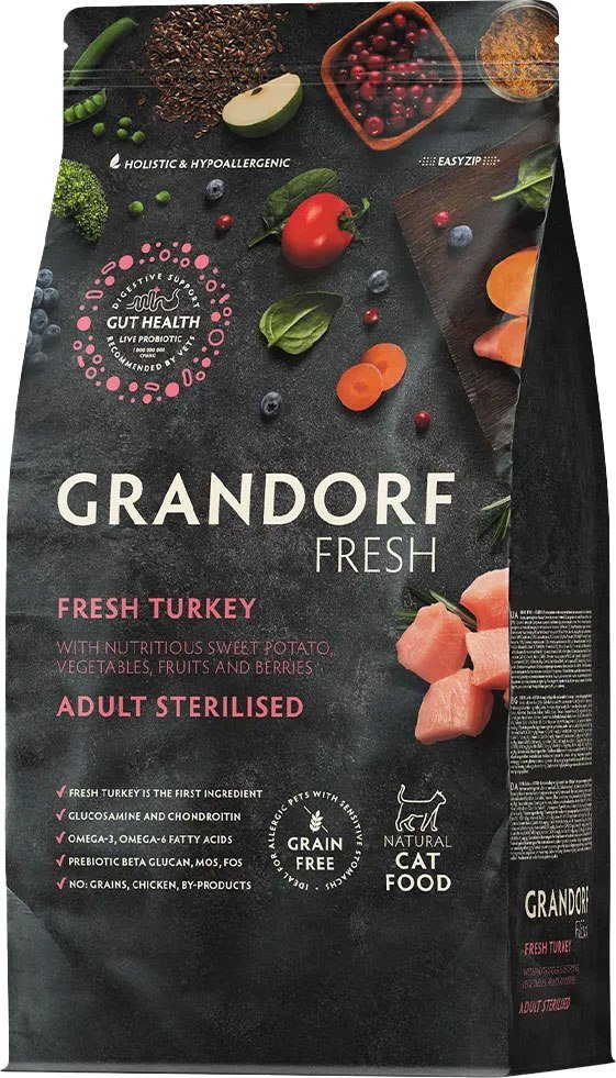 

Сухой корм для кошек Grandorf Adult Sterilised Fresh Turkey&Sweet Potato (2кг)