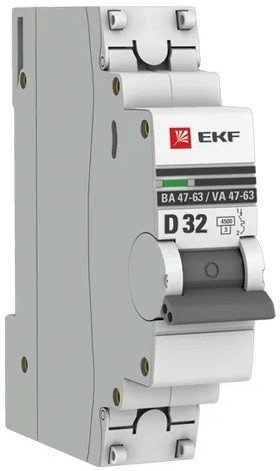 Выключатель автоматический EKF PROxima ВА 47-63 1P 32А (D) 4.5kA