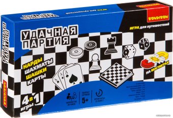 Шахматы/шашки/нарды Bondibon Удачная партия 4в1 ВВ0693