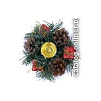 Подсвечник Серпантин Шишки и подарки 11 см (зеленый/коричневый) 185-0521