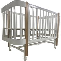 Классическая детская кроватка Indigo Italiano Baby 3 в 1 колеса + продольный маятник (белый/натуральный)