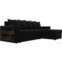 Угловой диван Лига диванов Дубай лайт правый 114170 (микровельвет черный)