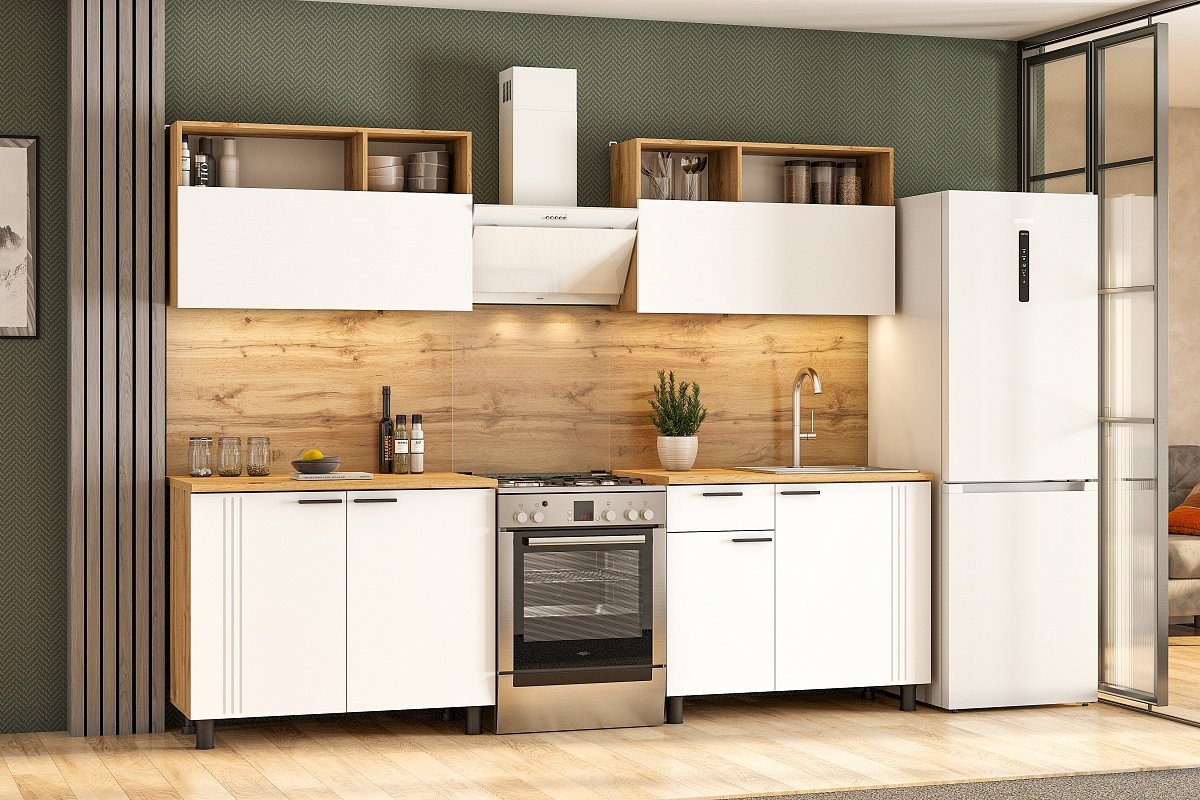 

Готовая кухня NN мебель Монако K Серия 2 (дуб золотой/белый матовый/дуб вотан)