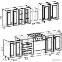 Готовая кухня Интермебель Бостон-5 2.0 (акация белая/акация графит/мрамор лацио белый)