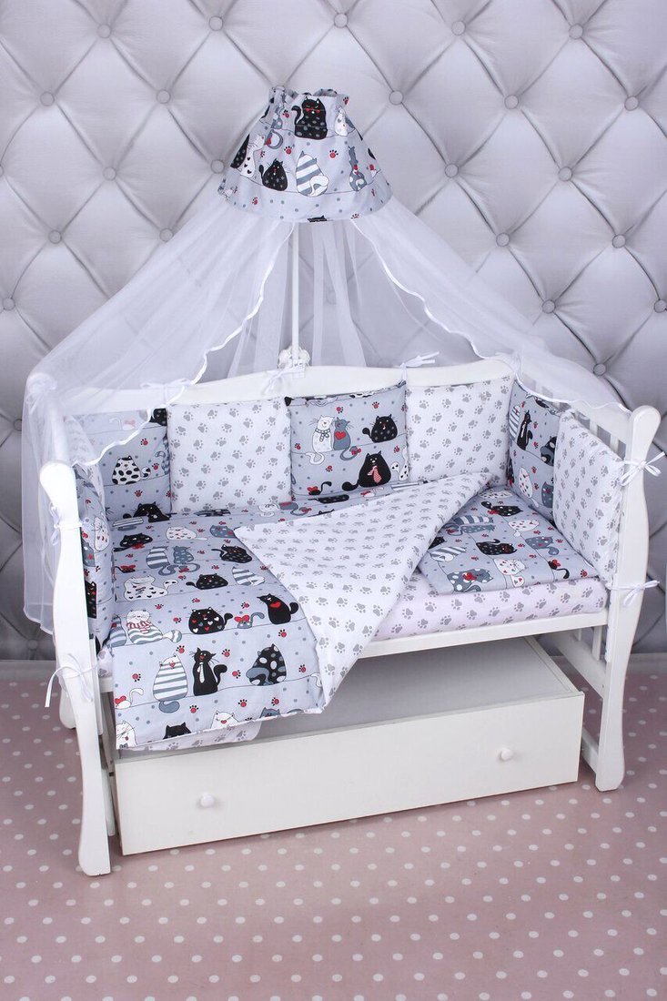 

Постельное белье Amarobaby Baby Boom КПБ-3-Котики (серый)