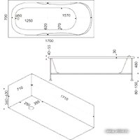 Ванна BAS Нептун Стандарт Плюс 170x70 (каркас)