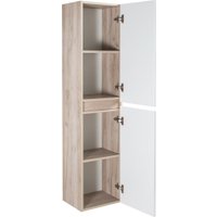  Runo Шкаф-пенал для ванной Модена (подвесной, крафтовый дуб)