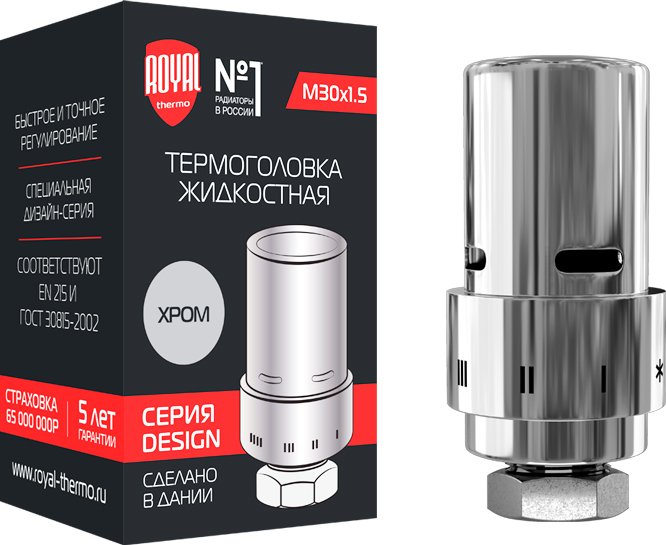 

Термоголовка Royal Thermo Design М30х1,5 RTO 07.0010 (хром)