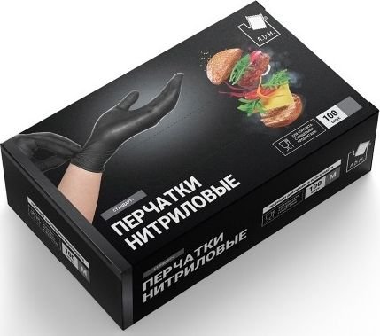 

Нитриловые перчатки A.D.M SEMPB4 (XL, 100шт, черный)