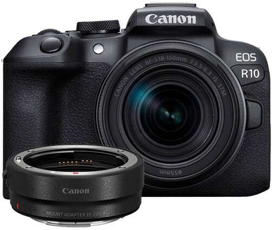 

Беззеркальный фотоаппарат Canon EOS R10 RF-S 18-150mm F3.5-6.3 IS STM + адаптер крепления EF-EOS R