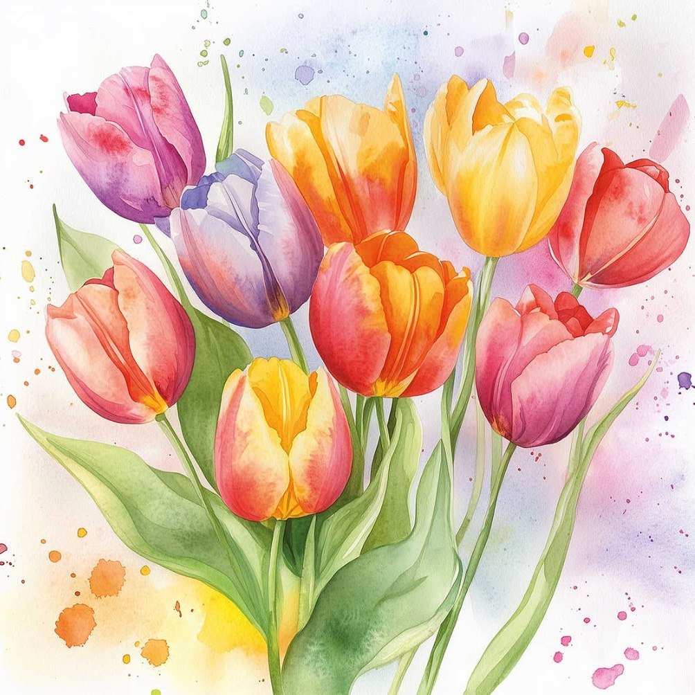 

Алмазная мозаика Феникс+ Акварельные тюльпаны 70800