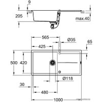 Кухонная мойка Grohe K400 60-C 100/50 1.0 31641AP0 (черный гранит)