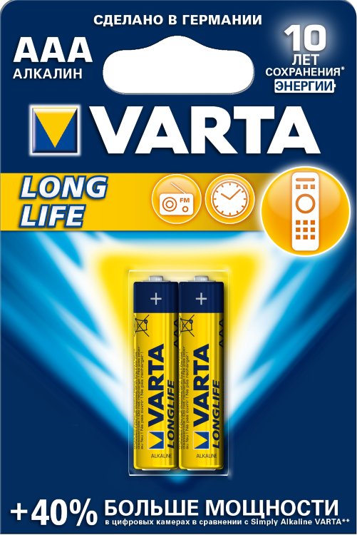 

Батарейка Varta Long Life AAA 2 шт.