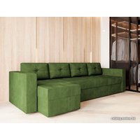 Угловой диван Настоящая мебель Константин Long (левый, н.п.б., вельвет, зеленый)