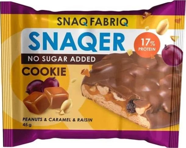 

Протеиновое печенье Snaq Fabriq Snaqer (45 г, арахис, изюм и карамель)
